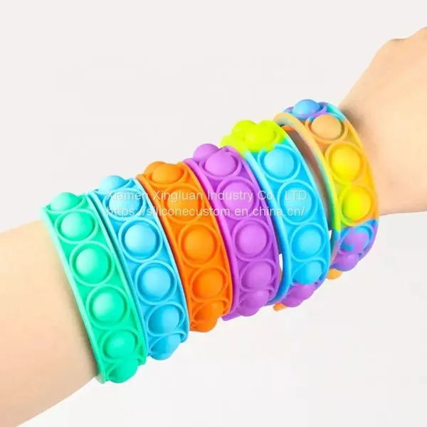 Decompression Push Pop Bubble Silicone Bracelet Squeeze Fidget Sensory Toys photo-2