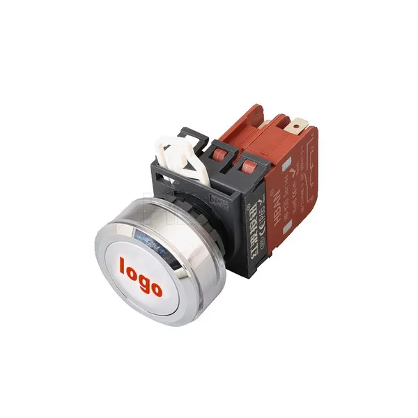 Ip65 30mm Flat Head Symbol Led Chrome Plated Brass 12v Spdt Custom Momentary Switch