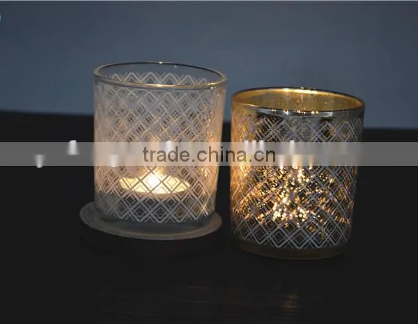Gold Printed Web Design Glass Jars for Candle Making / Spray White Glass Votive Holders photo-6