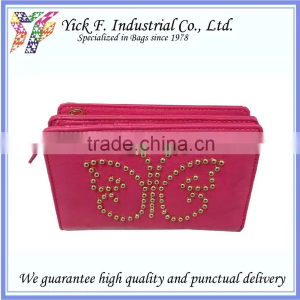 Beautiful Butterfly Studs Cherry PU Leahter Women Wallet