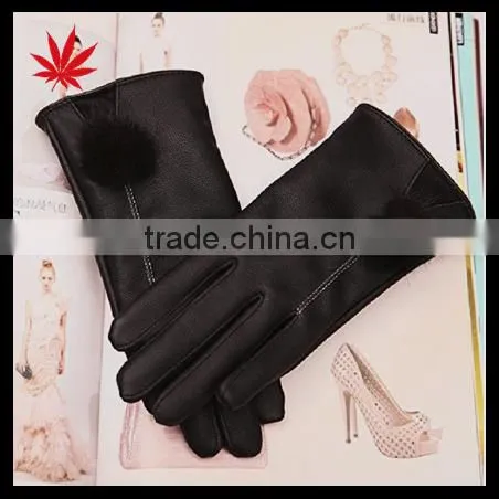 Women Fashion Touch Screen Leather Glove New Fashion Fur Leather Glove