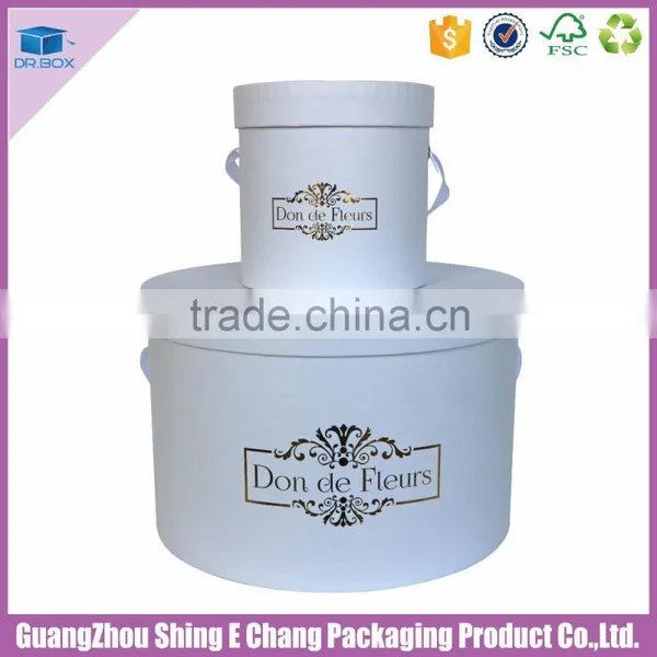 Logo Customized Paperboard White Round Roses Hat Box photo-4