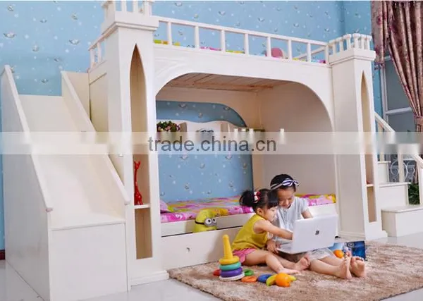 European Princess Bedroom Furniture White Castle Bed for Kids photo-2