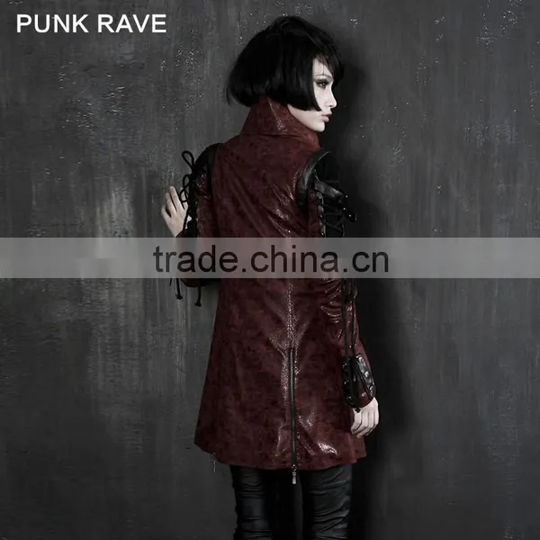 Y-349 Red Gothic Punk Rave Studded Special Hot Punk Leather Jacket photo-3