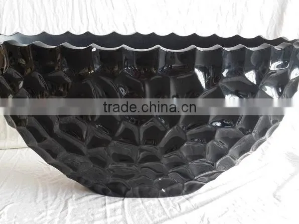 Luxury Decorative Lacquerware Vase, Carved Design in Black Lacquer Large Size