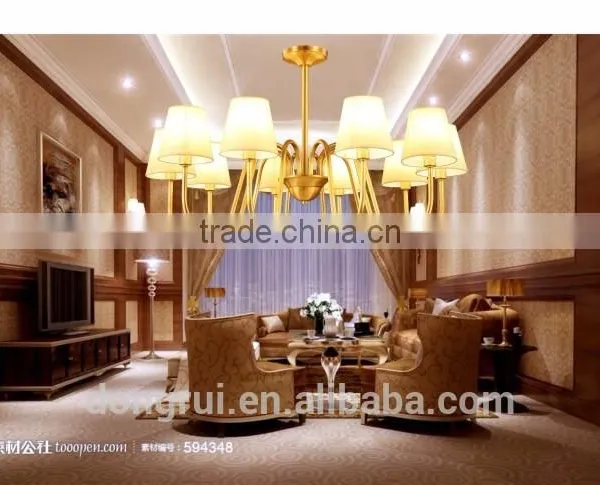 American Morden Style Classical Full Copper Lighting Chandelier For High Ceiling 3 Heads 291-3H photo-5