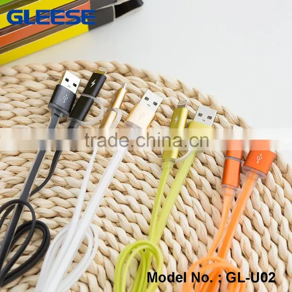Gleese High Quality Data Charger 2 in 1 TPE Copper Core Micro USB Cable for IPhone and Android photo-4