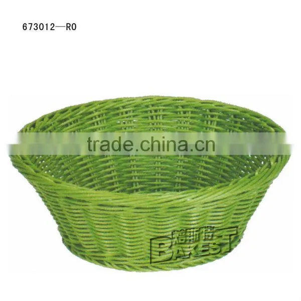 Round Green Rattan Basket/rattan Basket Weave/round Basket for Food/bread Basket#673012-RO