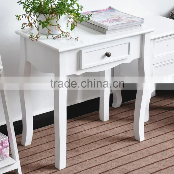 White Smal Solid Wood Tables With Drawer photo-4