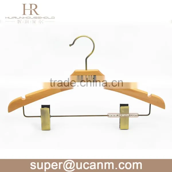 HRW-FF1GP Wooden Luxury Clothes Hanger,wooden Clips Hanger