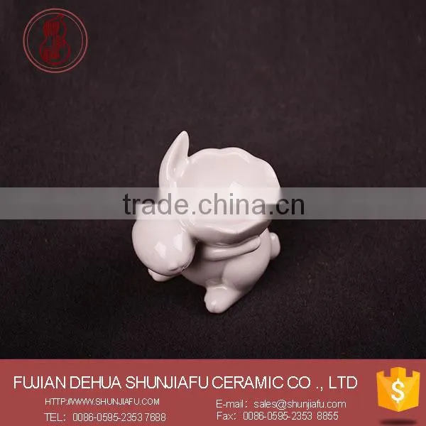 Handmade Unglazed Creative White Porcelain Rabbit Egg Holder Ceramic photo-2
