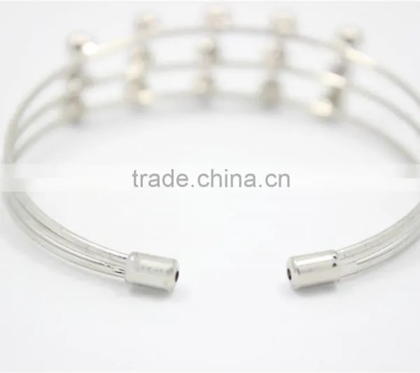 Silver Bracelet Designs Adjustable Cuff Jewelry Three Layered Silver Ball Handmade Bracelet For Women For 2016New Intrend Style photo-2