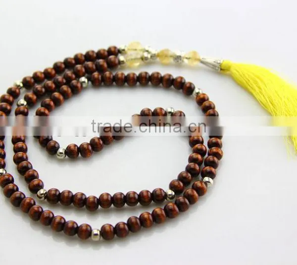 Good Luck Long Wooden Beads Necklace With Long Tassel Rosary Necklace photo-6