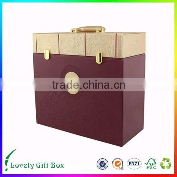 Open Door Cardboard Wine Bottle Gift Box Paper Wine Packaging With Satin Insert photo-5