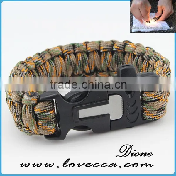 3m Parachute Cord Fire Starter Whistle Sharpening Steel Paracord Bracelet 4in1 photo-5