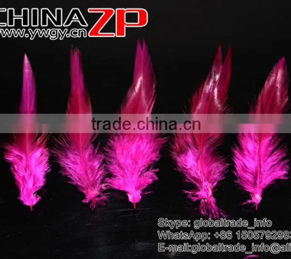 Top Supplier ZPDECOR Wholesale Good Quality Colored Fuchsia Chicken Rooster Saddle Feathers for Sale photo-2