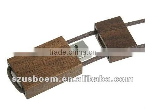 Christmas Gifts Wooden Usb Drive With Lanyard