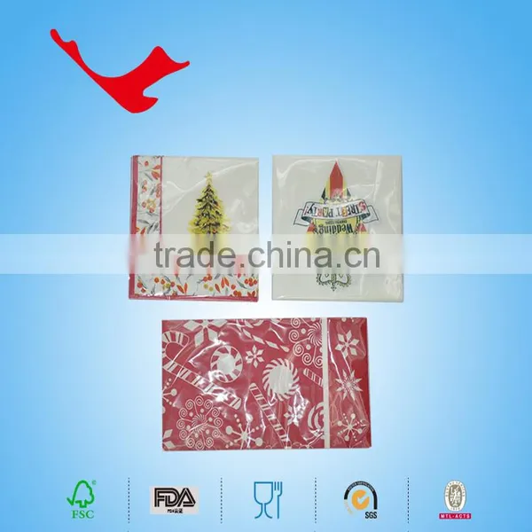 33*40cm,1/6 Folded Christmas Day Printed Tissue Paper Dinner Napkin,party Supplies Paper Towel