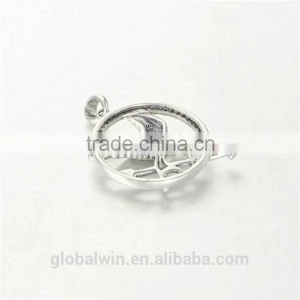 Hot Selling Solid Silver Bird Arrow Clear CZ Pendant For Gay Men Necklace photo-3