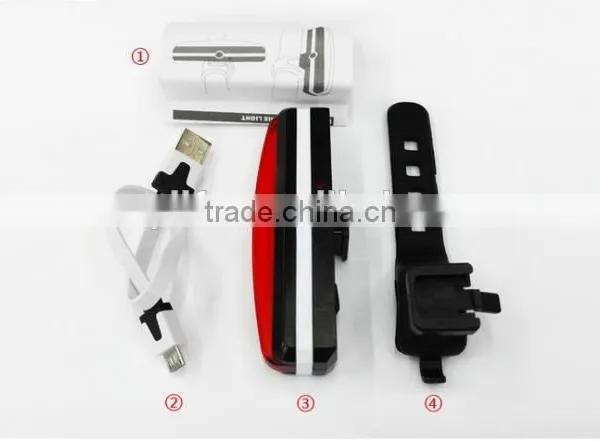 USB Rechargeable Led Bike Bicycle Laser Beam Rear Tail Light Strobe Light Lamp On Bike photo-3