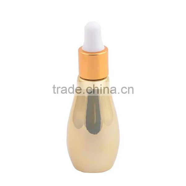 UV Gel Silver Gold Colored Bowling Shaped Glass Dropper Bottle for E-juice, Empty Mini Glass Essential Oil Bottles photo-3