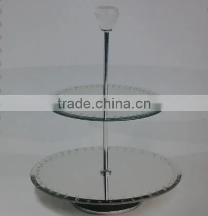 Acrylic Beaded Beveled Mirror Cake Plate Dessert Rack photo-2