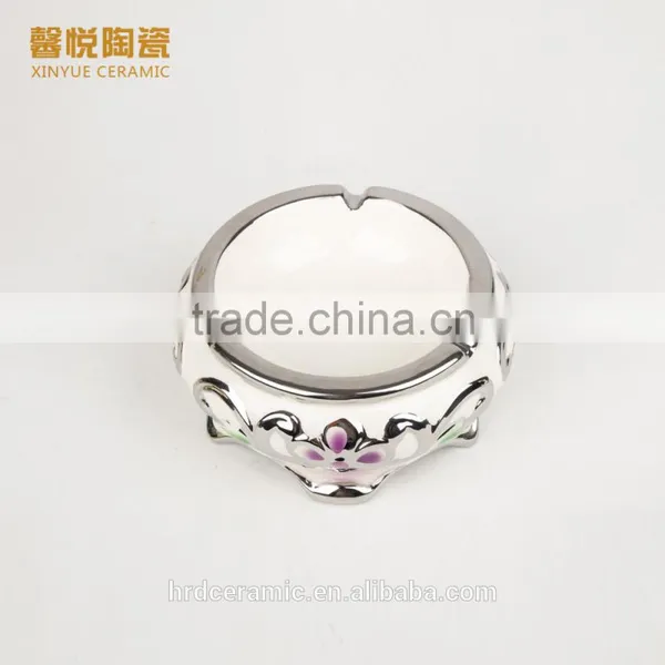 Hot Sale Smoking Clear Ashtray, High Electroplating Ceramic Ashtray photo-2