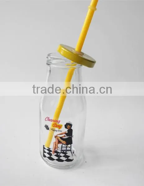 Fashion 250ml Starbucks Type Mango Juice Glass Beverage Bottle photo-4