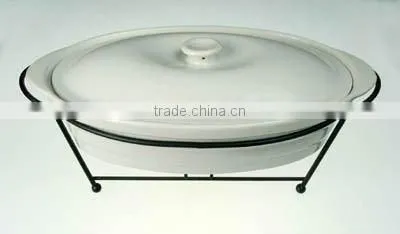 Ceramic Oval Casserole With Rack & Tealight photo-3