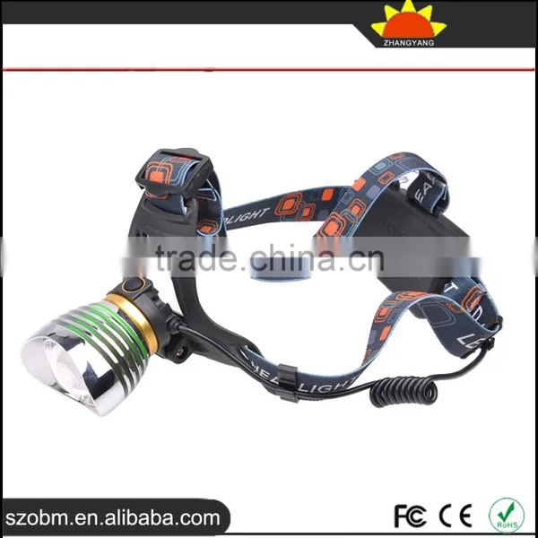 OEM XML-T6 LED 1000 Lumens 3 Mode Zoom Gold Ingot Shape LED Headlamp photo-2