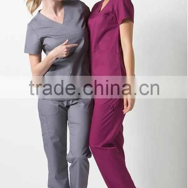 Custom V Neck Hospital Uniform Fitted Clinical Medical Scrubs Uniforms photo-5