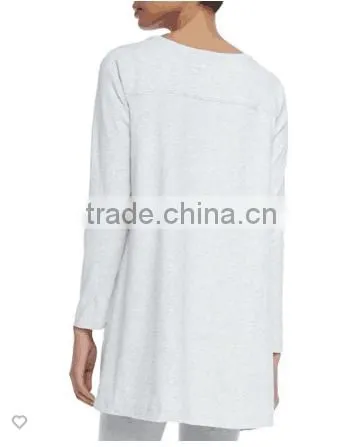 Scoop Neckline Longline Women's Tees/Hem Falls to Upper Thigh Loose Fit t Shirt for Ladies photo-2