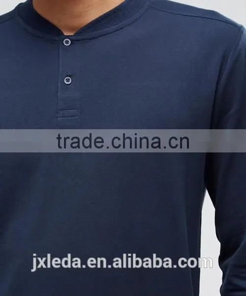 Fashion Men Baseball Collar Long Sleeves Top T-shirt Custom photo-3