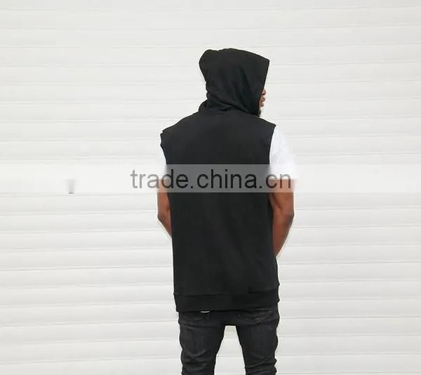 New Men Thin Hip Hop Sleeveless Vest Hoodie Men Outdwear Sports Hooded Vest With Zipper Casual Vest Coat photo-2