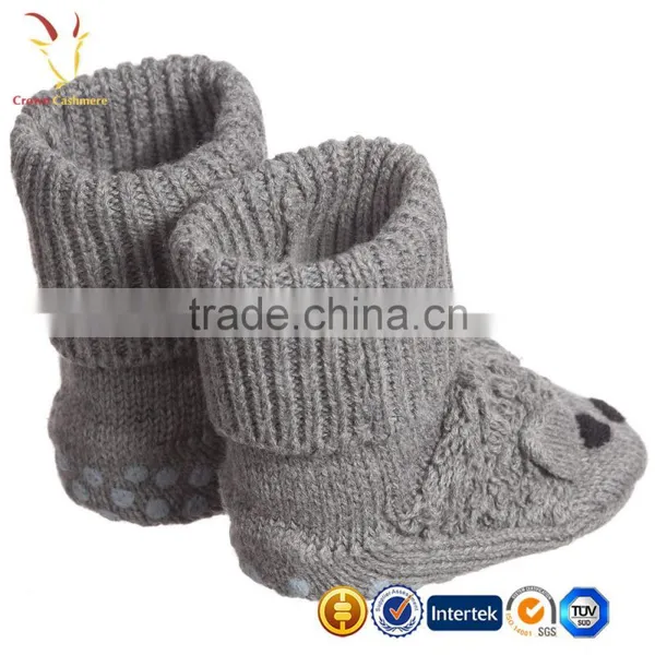 Kids Baby Grey Cotton Cashmere Flopsey Bootees photo-2