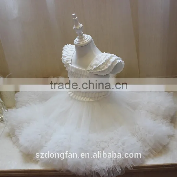 Baby Frock Design Pictures Little Princess White Flutter Sleeve Tutu Dress Toddle Girls Flower Dress photo-3