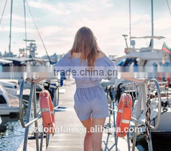 Womens Ruffle Striped Jumpsuit Girls Sexy Romper photo-4