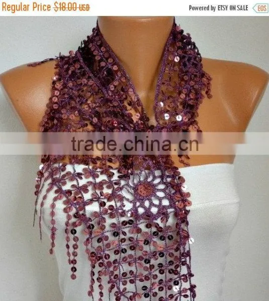 Sequin Floral Scarf Shawl Scarf - Bellydance - Cowl Scarf Women's Fashion Accessories photo-5