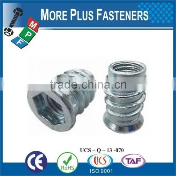 Made in Taiwan Brass Standard Stainless Steel Threaded Zinc Plated Wood Insert Nut photo-5