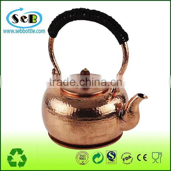 2017 Heavy Gauge 1mm Thick Hammered Copper Tea Pot Kettle Stovetop Teapot photo-3