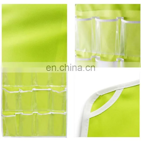 16 Pockets Door Wall Hanging Bag Sundry Socks Shoe Storage Tidy Pouches Green photo-3