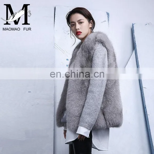 Natural Fox Fur Vest Hot Selling Warm Winter Vest Women Real Fox Fur Coat photo-2