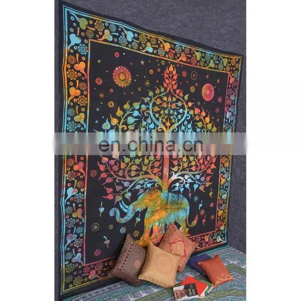 135x210 Queen Size Elephant Decorative Bohemian Hippie 100% Cotton Wall Hanging Indian Tapestry photo-2