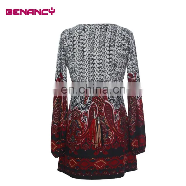2017 Mid-age Women Paisley Ethnic Print Brushed Tunic Guangzhou Supplier photo-3