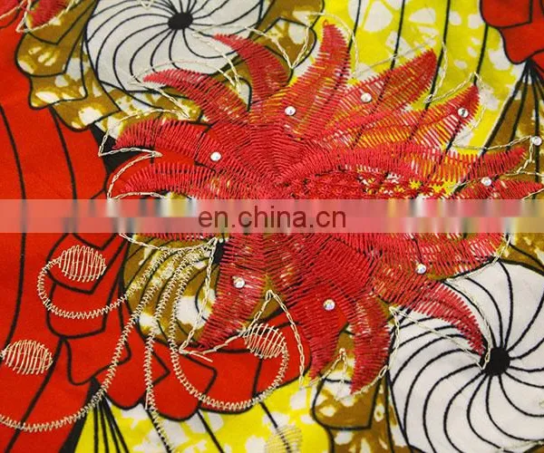 2016 Fashionbale African Ankara Mixed With French Net Lace for Women photo-4