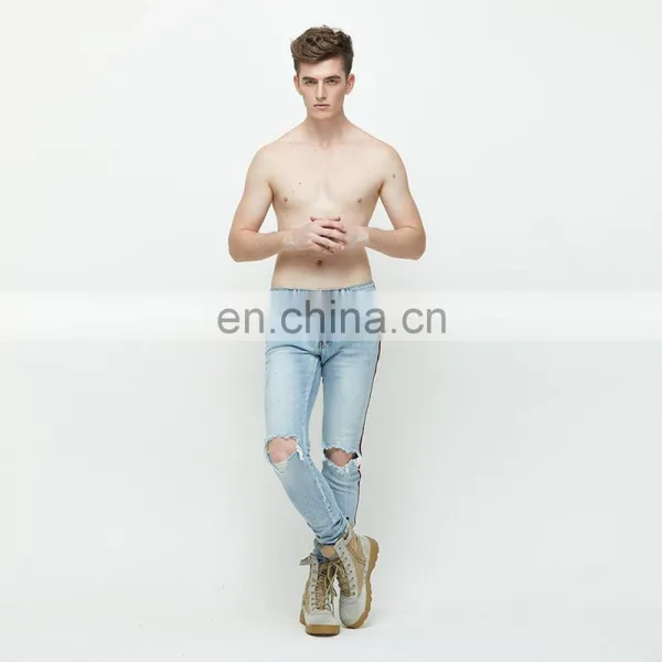 DiZNEW Fashion Super Skinny Jeans Strech Pants Damaged Track Destroyed Ripped Jeans photo-6
