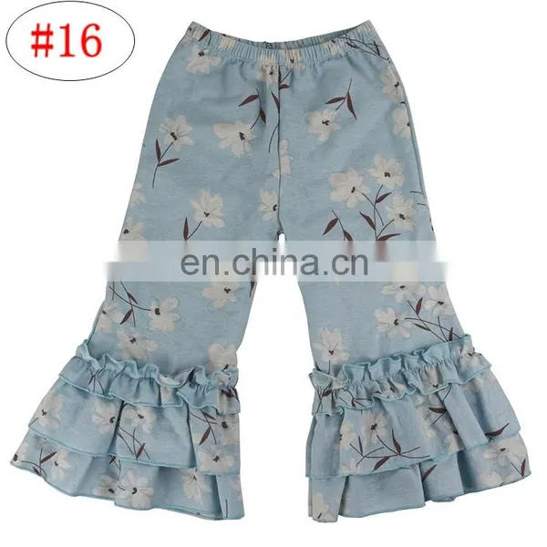 Girls Kids Printed Flare Pants Wide Leg Pants Icing Ruffle Trousers Solid Color 20colors 5 Size photo-4