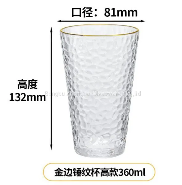 Factory Wholesale Japanese Hammer Pattern Nordic Style Drinkware Tea Coffee Mugs Tumblers Glass Tumbler Cup With Gold Rim photo-5