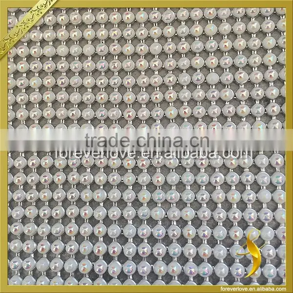 Aluminum Base Hotfix Glue Plastic Crystal Pearl and Rhinestone Mesh Trimming 24cmx40cm FRM-158 photo-2