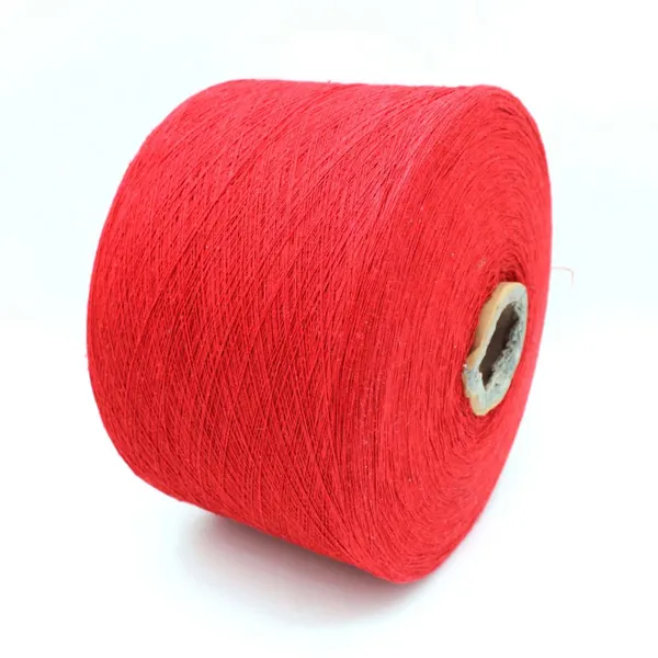 Red Color Ne12s/1 Sock Yarn Open-end Spinning Cotton Blended Yarn Cone Yarn Manufacturers Supply photo-2